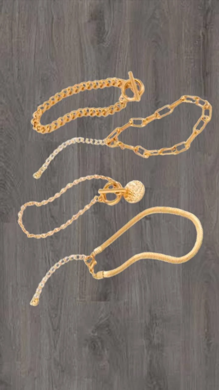Set of 4 Gold Effect Bracelets, Chic & Elegant Trendy Style, Assorted Mesh – photo 2